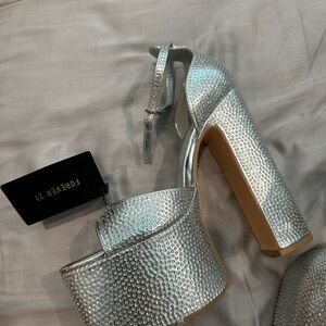 Band new Forever 21 Metallic Silver Heels